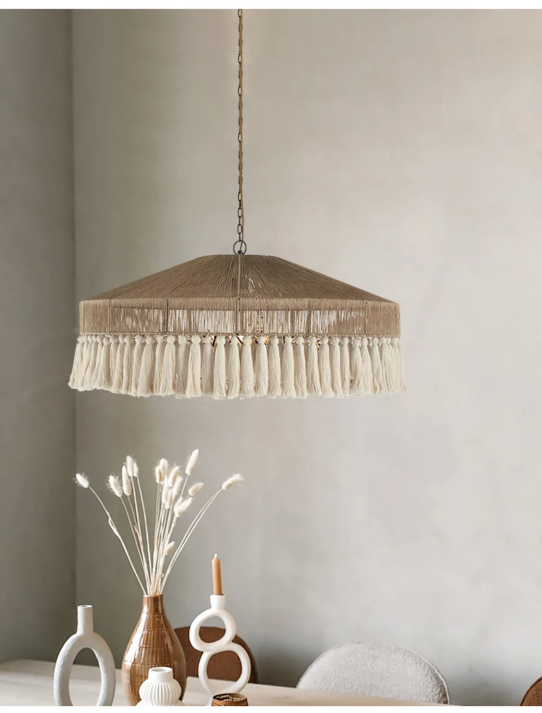 Retro Wabi Sabi Pendant Lights Nordic Rattan Handmade Pendant lamp Living Room Bedroom Restaurant