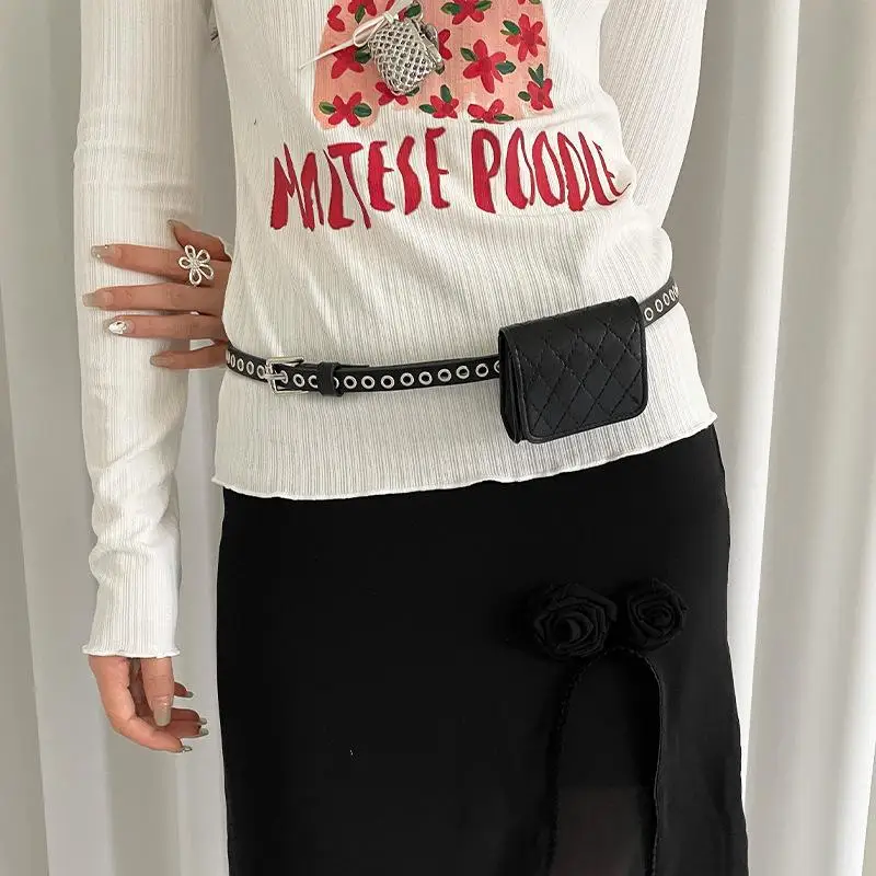 Mini lederen ketting heuptas voor Eans riem Decoratieve hangende tas voor dames Afneembare speelheupriem