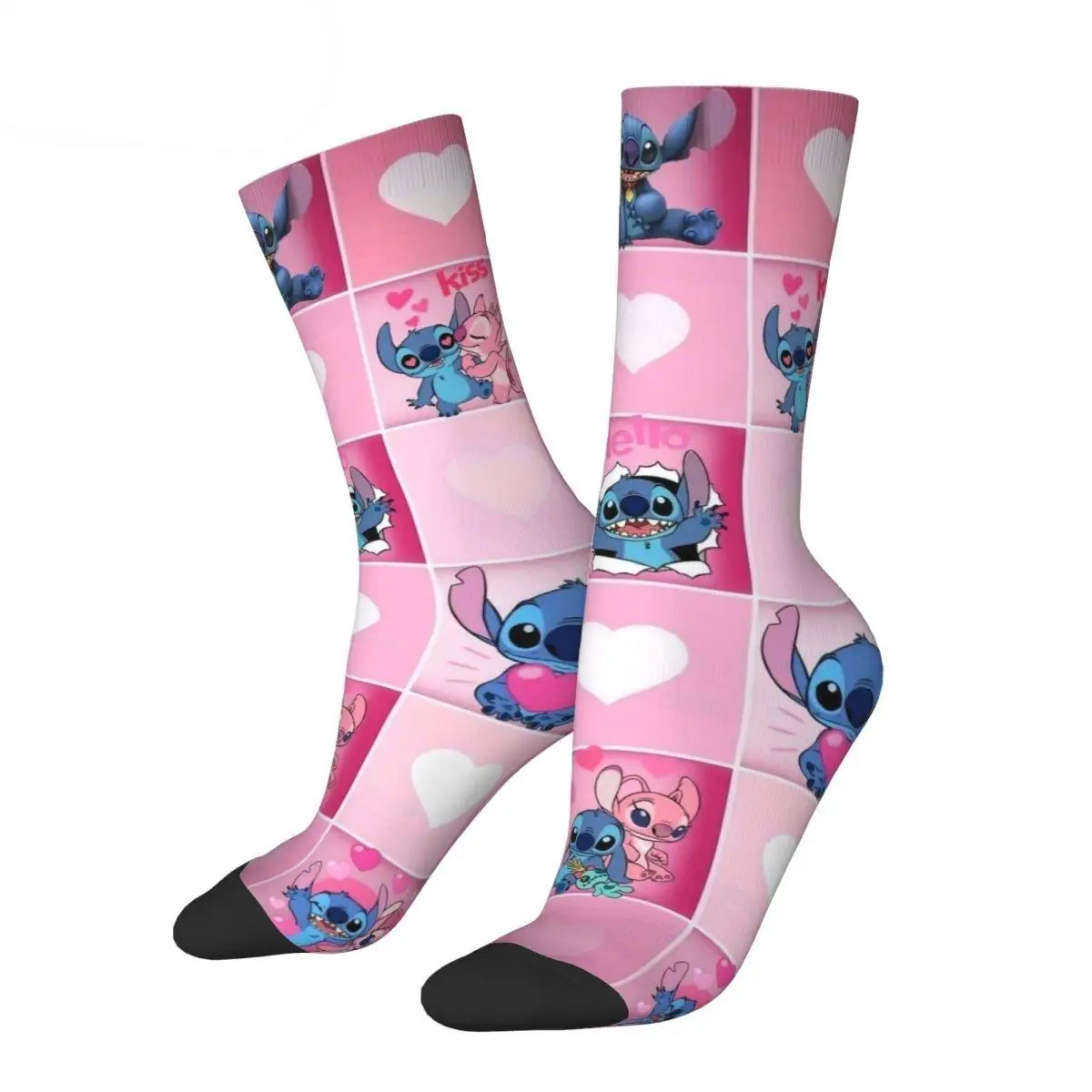 Pink Lilo And Stitch Socks Men's Women's New Cartoon Socks Hip Hop Spring Summer Autumn Winter Middle Tube Stockings Gift