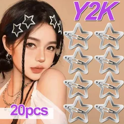 2/20pcs Cool Girls Star Hair Clips Women Cute Metal Silver Star BB Hair Clips Barrettes Hair Grip Y2K Hair Accessories Headwear