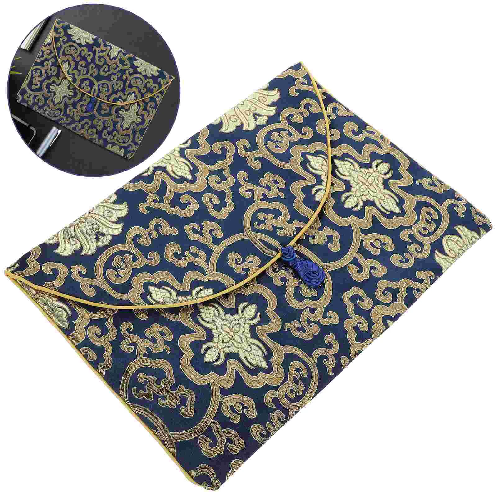 Baggies Scripture Storage Gift Container Sundries Containers Chinese Style Cloth Pouch Blue