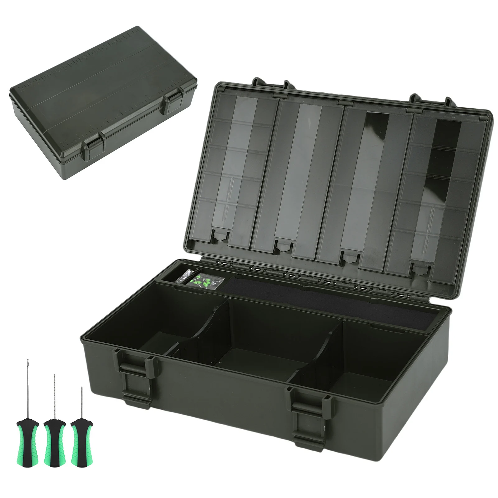 鯉釣りアクセサリーボックス-リグボックス-鯉釣りタックル収納オーガナイザー-多機能-スケール付き-3つのガジェット