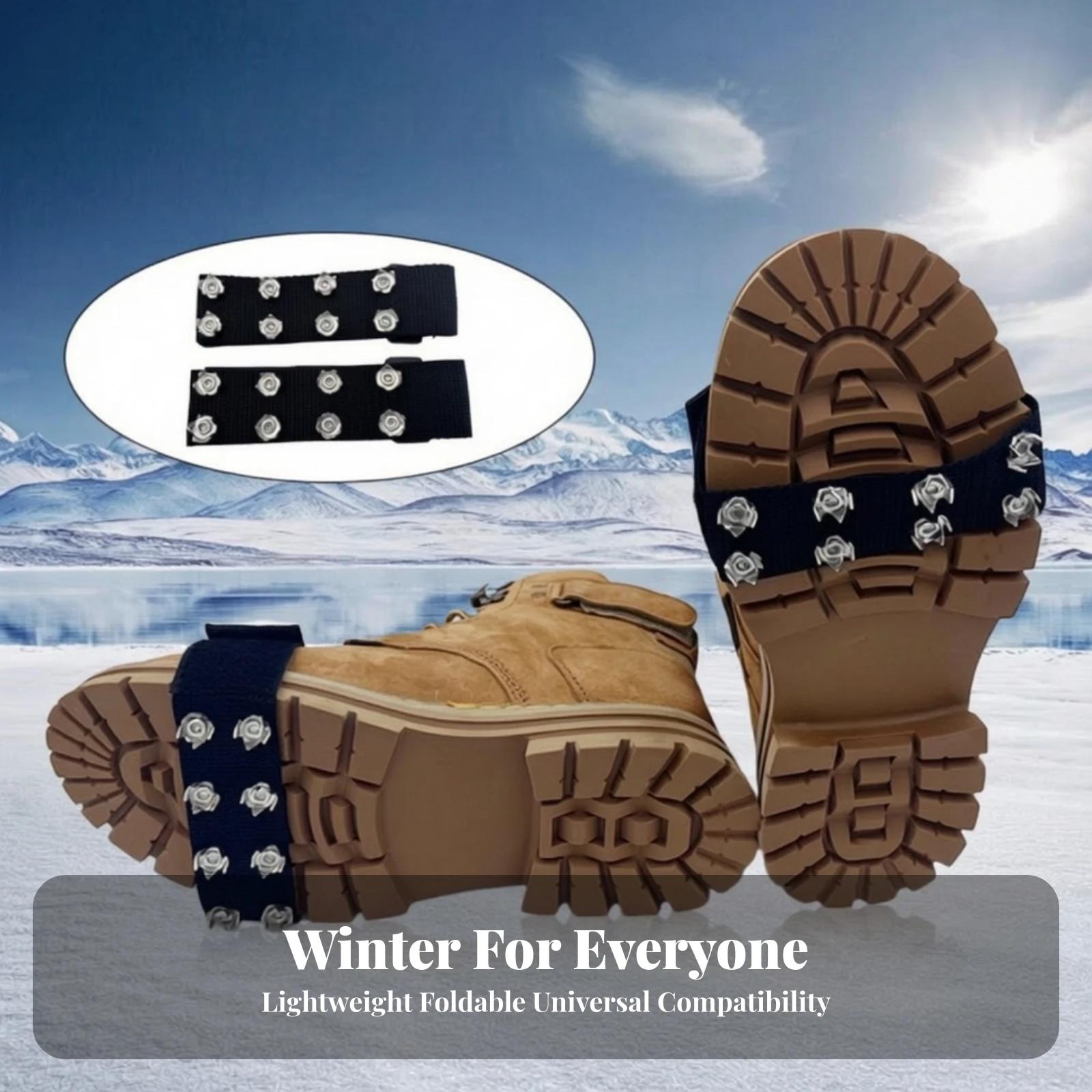Shoe Traction Straps with Spikes Portable Ice Cleats with Straps Crampons with Elastic Bands Compact Snow Grips Flexible