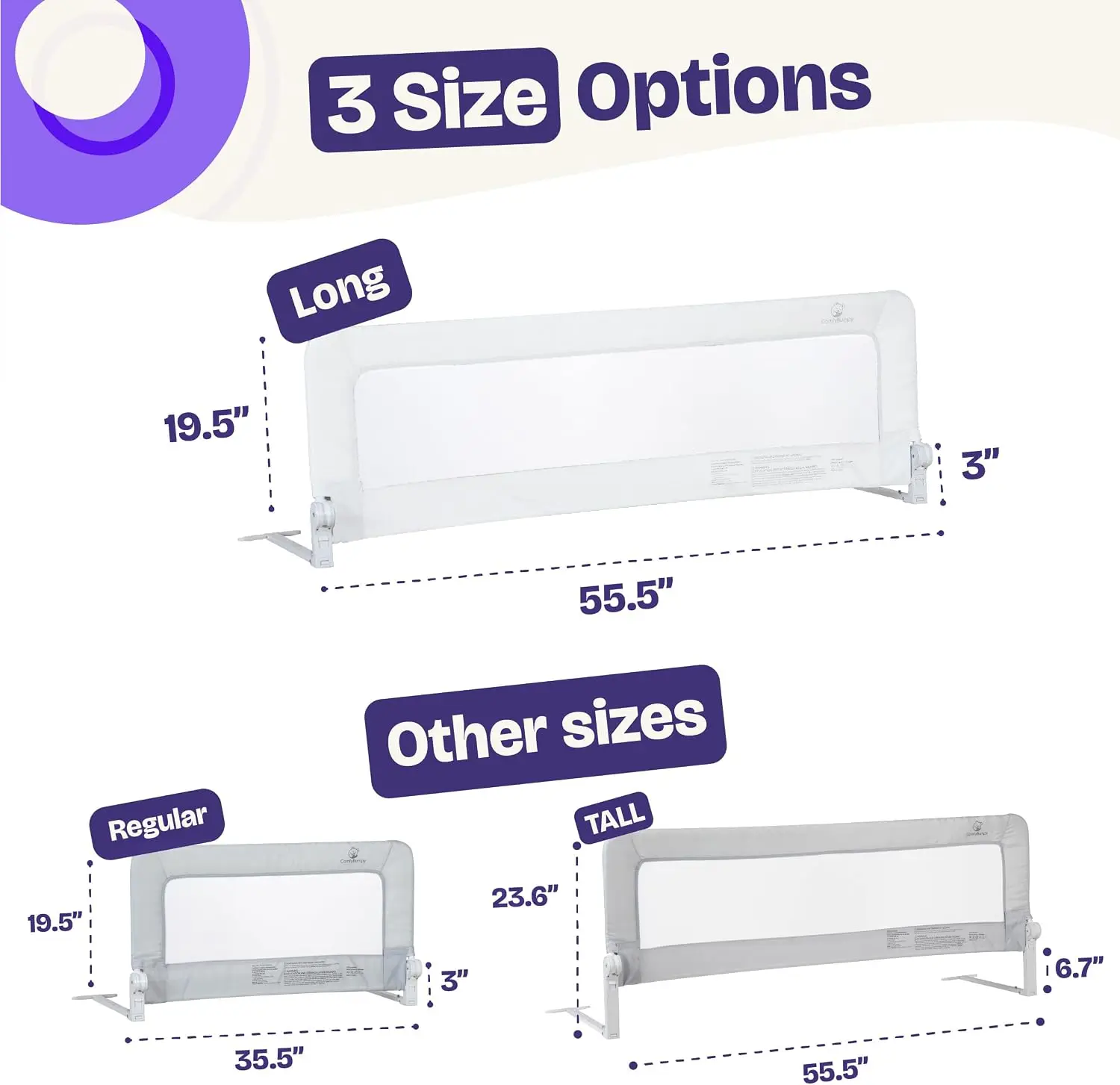 2 Pack Toddler Bed Rail 555 L 195 H Swing Down Guard Fits Twin Full Queen King Mattress Kids Side White