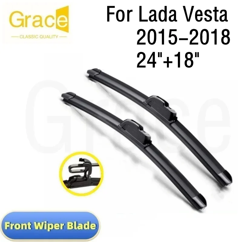 

For Lada Vesta Wiper Blade 24"+18“ Car Windshield Windscreen Rubber 2015 2016 2017 2018
