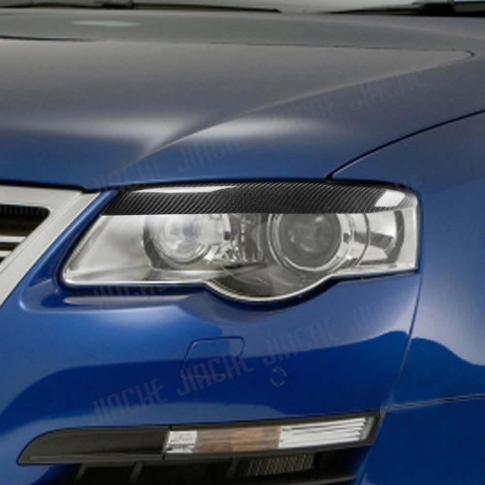 JIACHE Carbon Fiber Eyelids For Volkswagen Passat B6 3C 2005-2010 Front Headlight Eyebrow Cover Stickers Head Lamp Eyelids