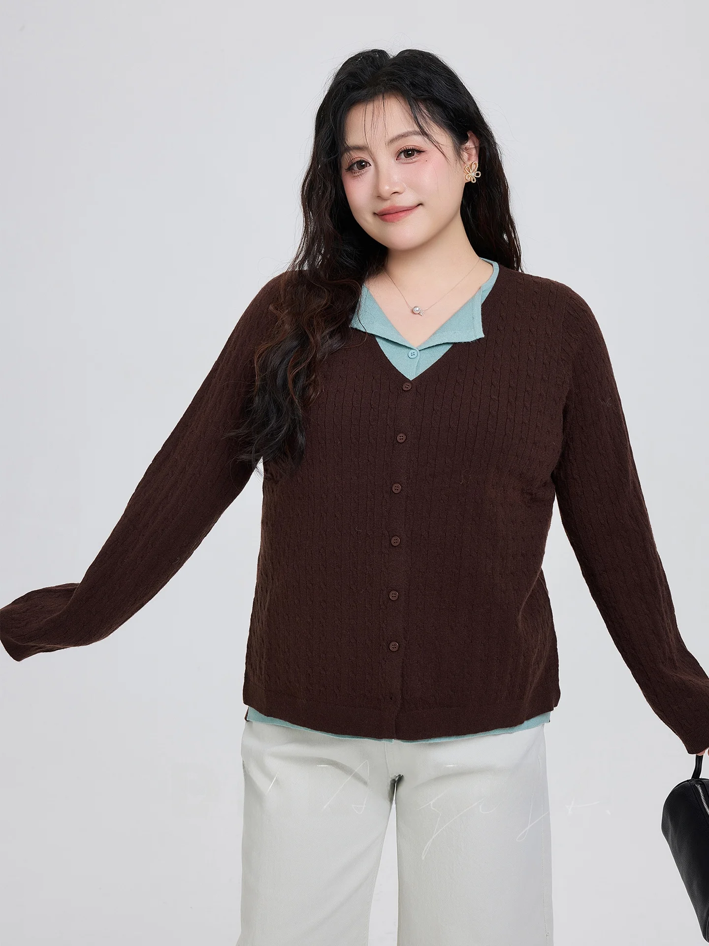 

Thiened Knitted Sweater for Women Winter New Sle Color Colion Fake Two-Piece Inner Match Outer Wear Soft Long Sve Top