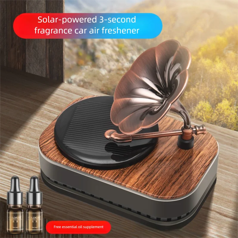 

Ornament New Solar Retro Aromatherapy Phonograph Car Perfume Holder Manufacturer