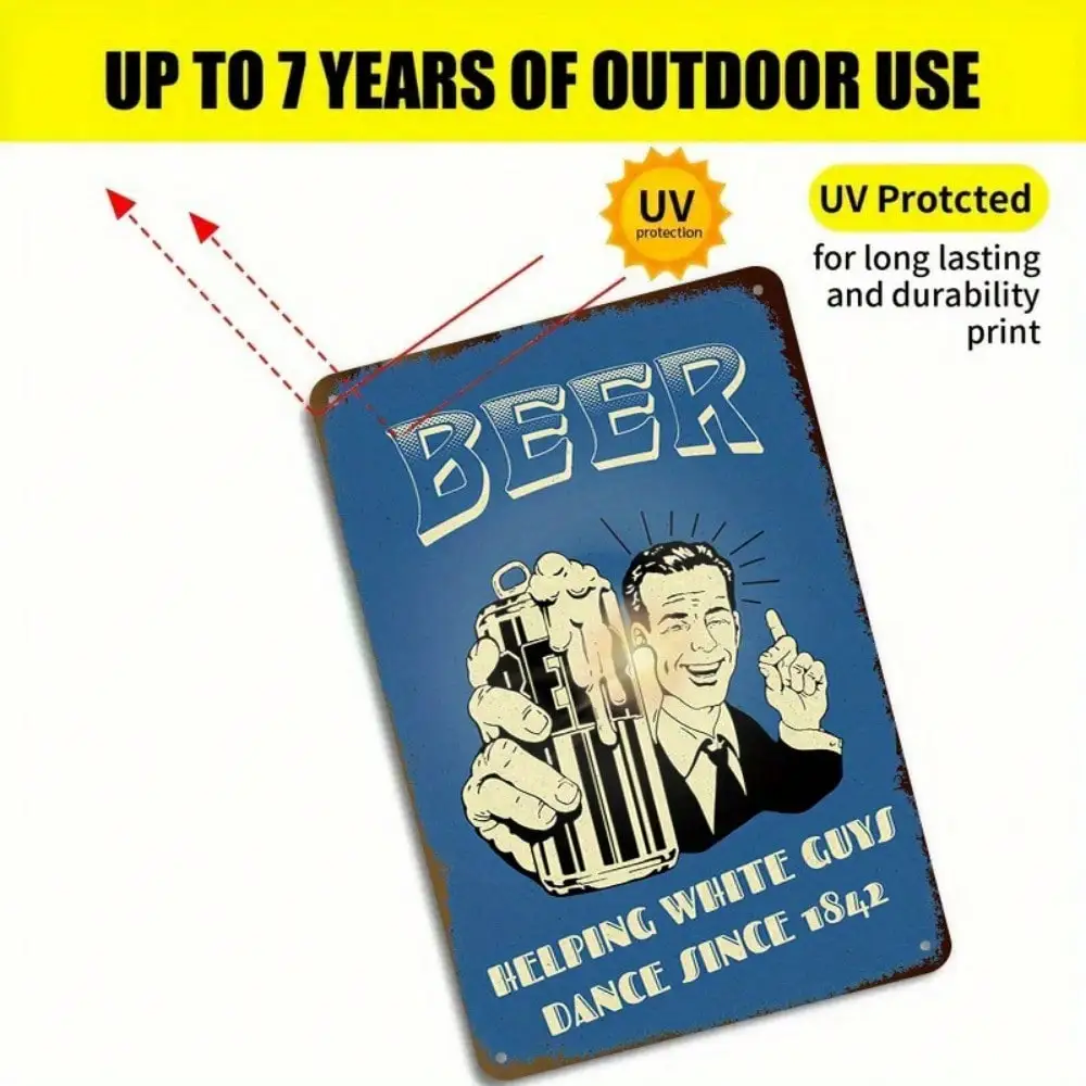 1 قطعة علامة القصدير البيرة خمر "المساعدة في الرقص الأبيض منذ عام 1942"، فن جدار مضحك لغرفة المعيشة والحفلات، 8x12In/20x30Cm #4