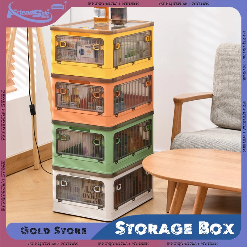 Foldable Storage Box Stackable Fully Open Dormitory Large Capacity Storage Box Thickened Plastic Toy Snack Sundries Organizer