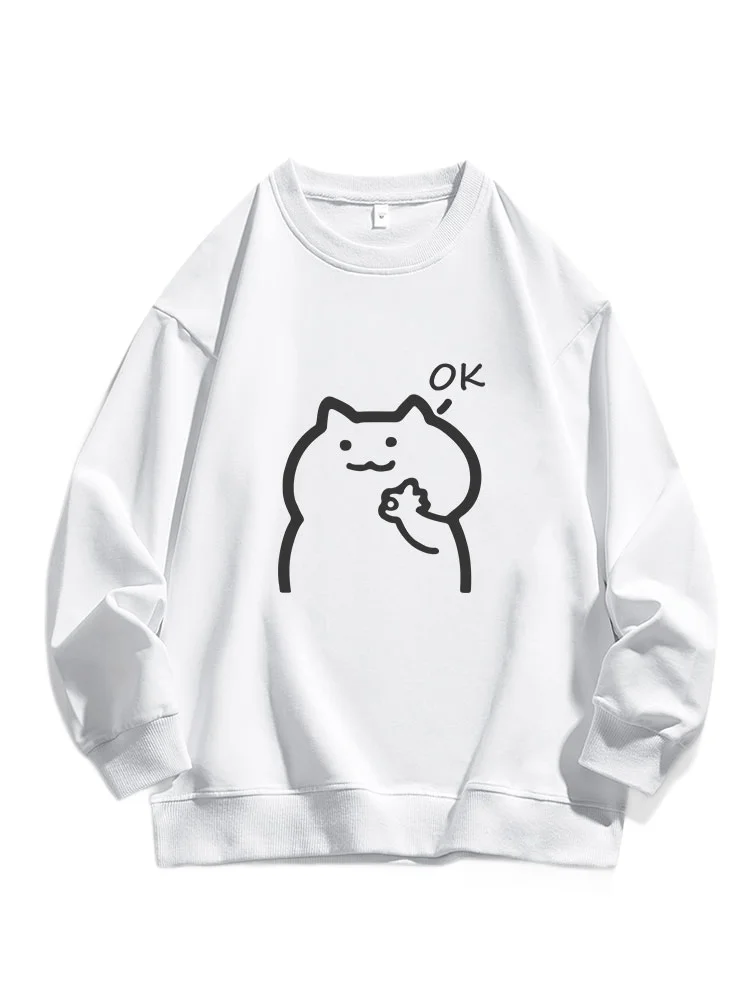 

Футболка мужская осенние трикотажные изделия для спортзала Эстетическая одежда с длинными рукавами Футболка с рисунком Cat Ok Oversize Футболка с принтом для бега Oversize High