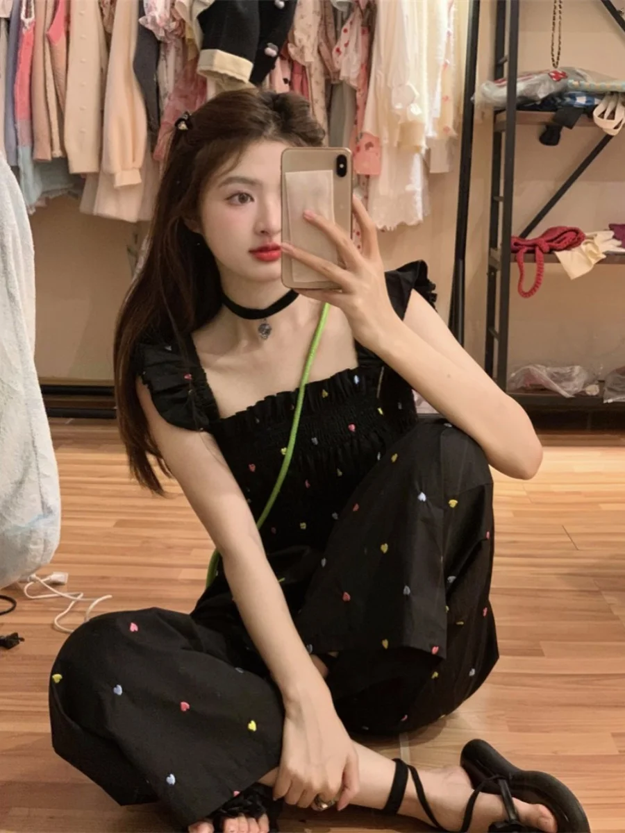 

Новинка: Летний повседневный комбинезон с цветочным принтом, на бретельках, с широкими штанинами и высокой талией, из полиэстера