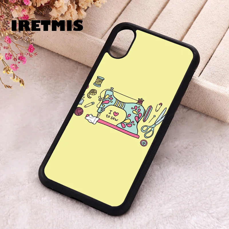 Iretmis Phone Cover Case For iPhone X XS Max XR 11 12 13 PRO MINI 14 15 16 Plus Rubber Silicone TPU I Love To Sew