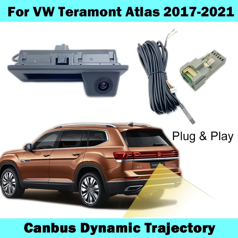 

HICAMRUI Reverse Backup camera for VW Teramont 2017 to 2021 OEM Radio with Dynamic Trajectory Plug and Play without coding