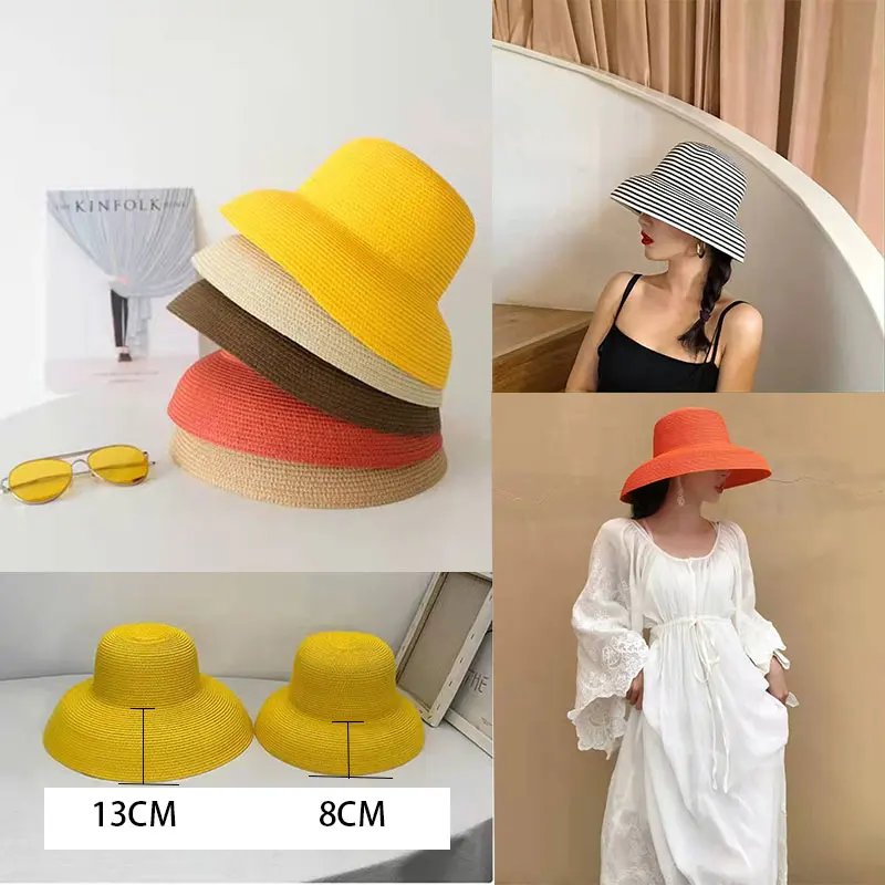 Sun Hat Women\'s cap Hats For Women Men Summer Straw Hat Sun Protection Hats Wide Brim Vintage Protection Fashion Straw Visor