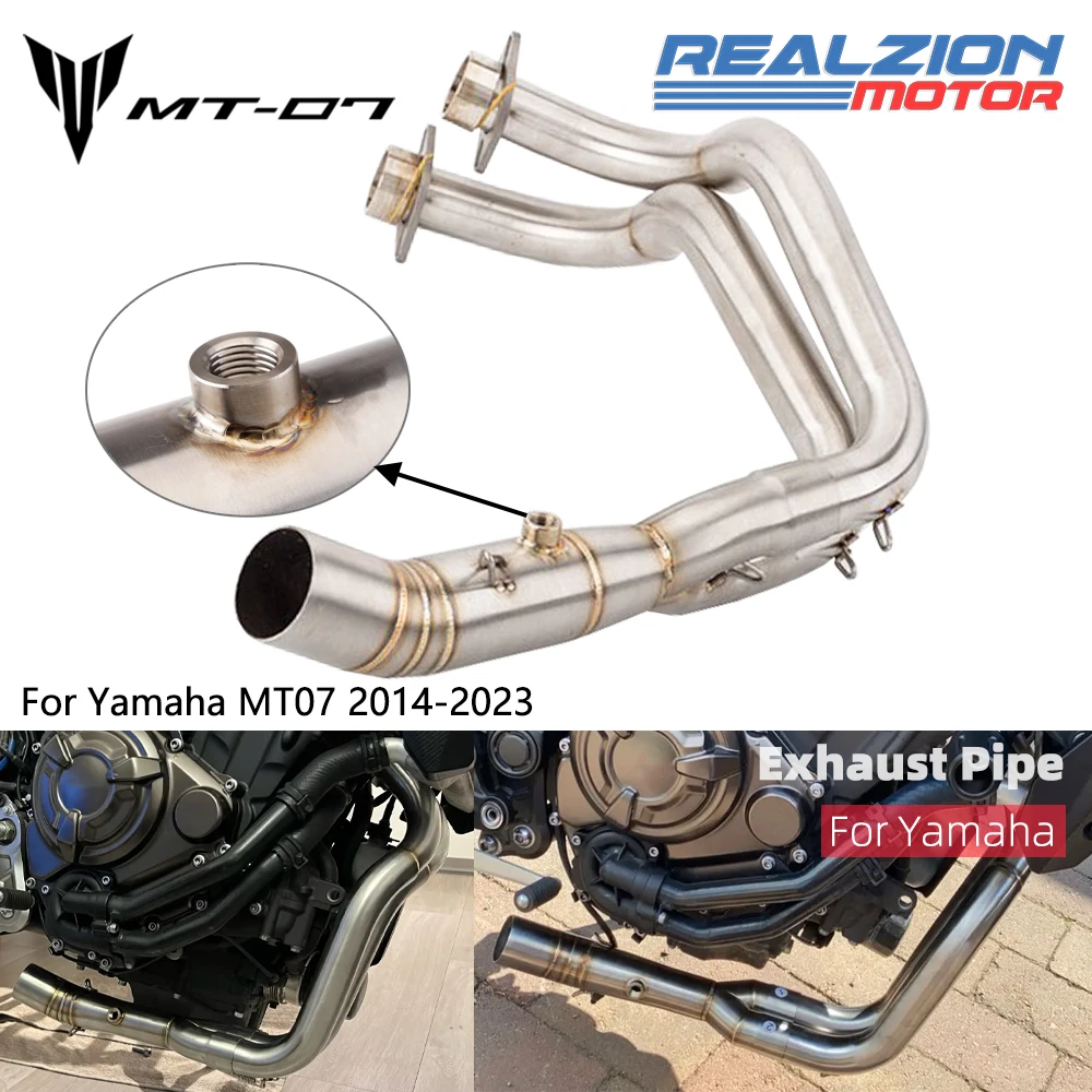 REALZION MT-07 2023 Exhaust Pipe Motorcycle Exhaust Silp On Pipe Front Pipe Full Exhaust Pipe For Yamaha MT07 2014-2023 CP2 2022