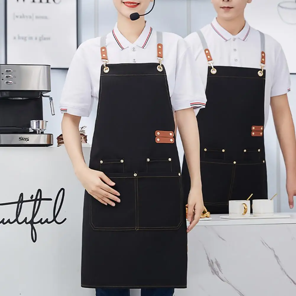 Canvas Apron Waterproof For Men Women Anti-grease Stainproof Cooking Apron Chef Cafe Shop Waiter Barbecue Kitchen Accessories