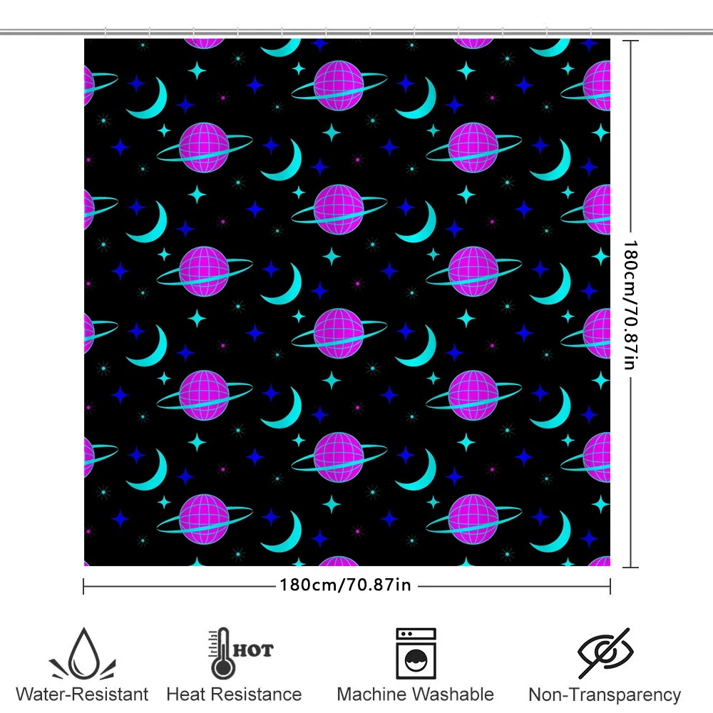 Bright Space Pattern Shower Curtains Pink Blue Galaxy Design for Bathroom Decor Customizable Size Available