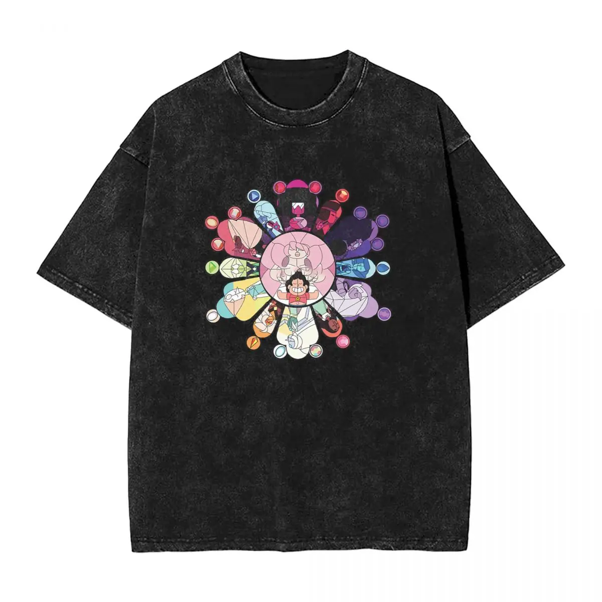 Steven Universe Washed T Shirt Men All Characters Streetwear Casual T-Shirts Summer O Neck Kawaii Tees Print Big Size Clothing