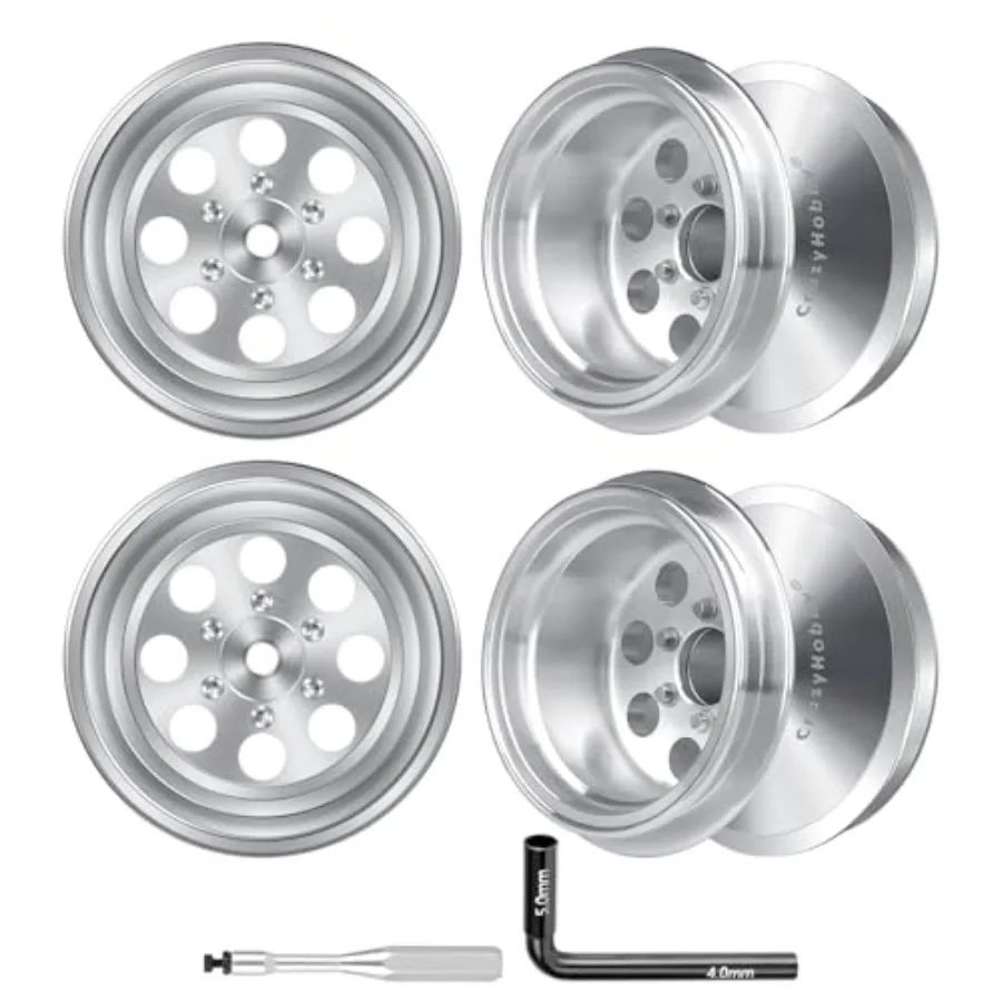 1.3' Wheel Rims Aluminum Deep Dish Wheels Negative Offset 12.5mm for 1/18 Traxxas 4MT F-150 K10 RC Monster Truck Replacement