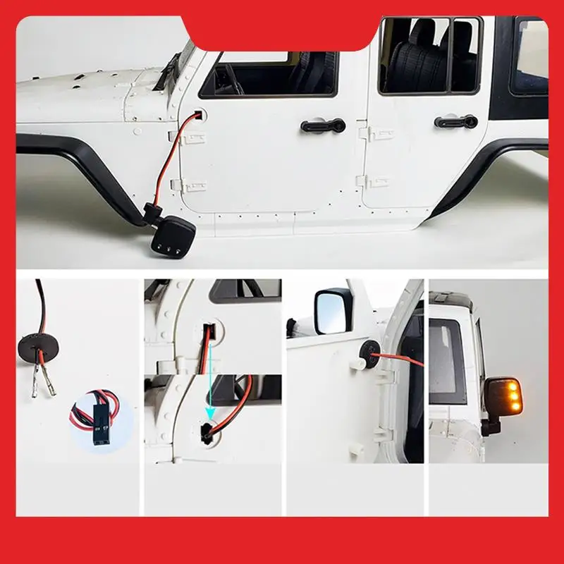 RC Car Rearview Lens Mirror With LED Lights For 1/10 Axial SCX10 II III RC Crawler Car Simulated Decorations Parts
