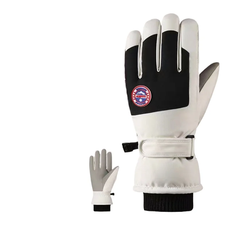 Зимние лыжные перчатки для мужчин, теплые водоотталкивающие бархатные и утолщенные перчатки для альпинизма и велоспорта с сенсорным экраном