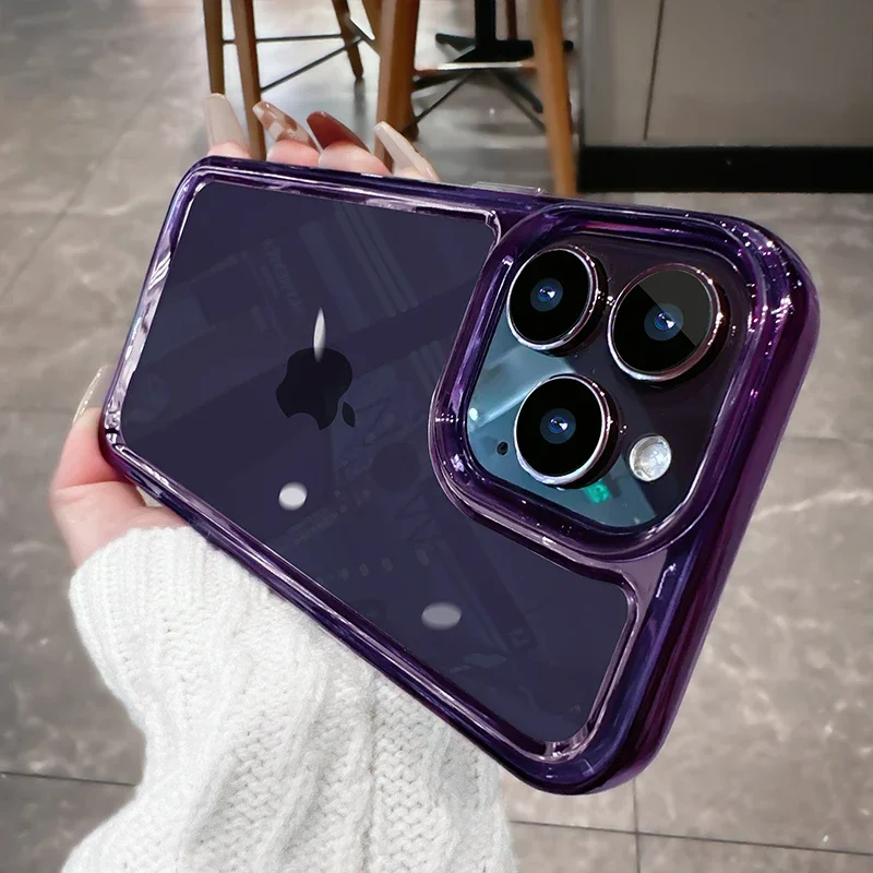 

Luxury Transparent Armor Case for iPhone 16 15 14 13 12 11 Pro XR XS Max 7 8Plus Shockproof Clear Bumper Hard Acrylic Cover