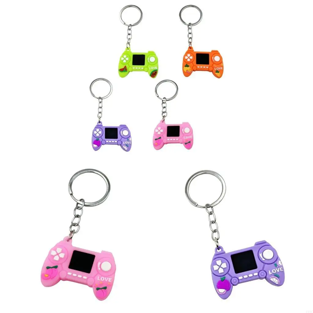 195C Trendy Fruit Patterned Video Game Inspired Keyring Creative Gamepad Keychain Bag Pendant For Everyday Carry