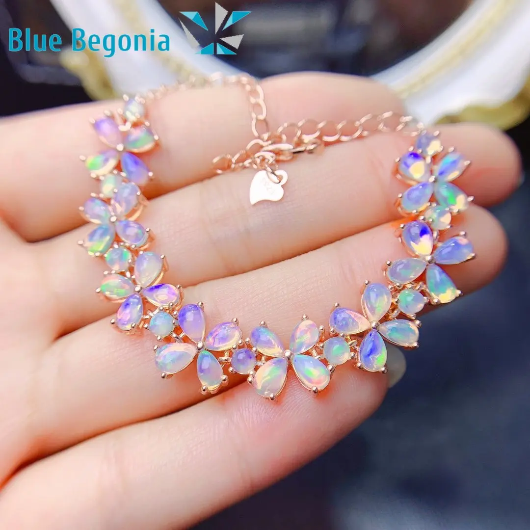 Natural Australian Opal Bracelet 40pcs Gemstone 5*3mm 3*3mm Jewelry for Women Premium Engagement Wedding Gifts