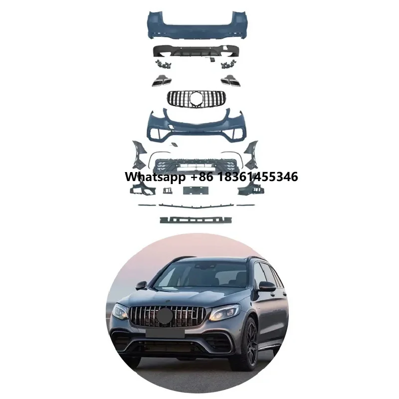 

Body Kit GLC Class X253 2016-2019 Change to GLC63 Style Front Rear Bumper Grille Pipe