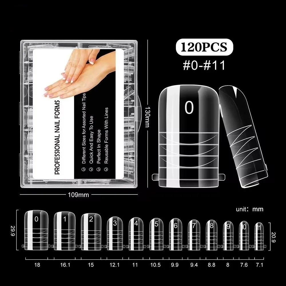 120pcs New Dual Forms Toe Nail Mold Acrylic Full Cover Poly Nail Gel Molds Toenail Top Forms For Extension