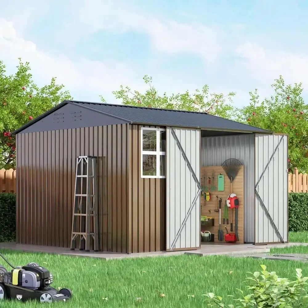 Outdoor Storage Shed, Large Metal Garden Shed With Updated Frame Structure Windows And Lockable Doors