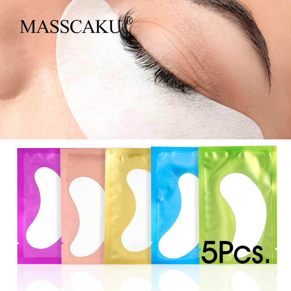 

MASSCAKU 5pairs/bag Disposable Eye Patches Lash Cluster Eyelash for Building Eyelid Stickers Hydrogel Cloud Shape Paper Pad