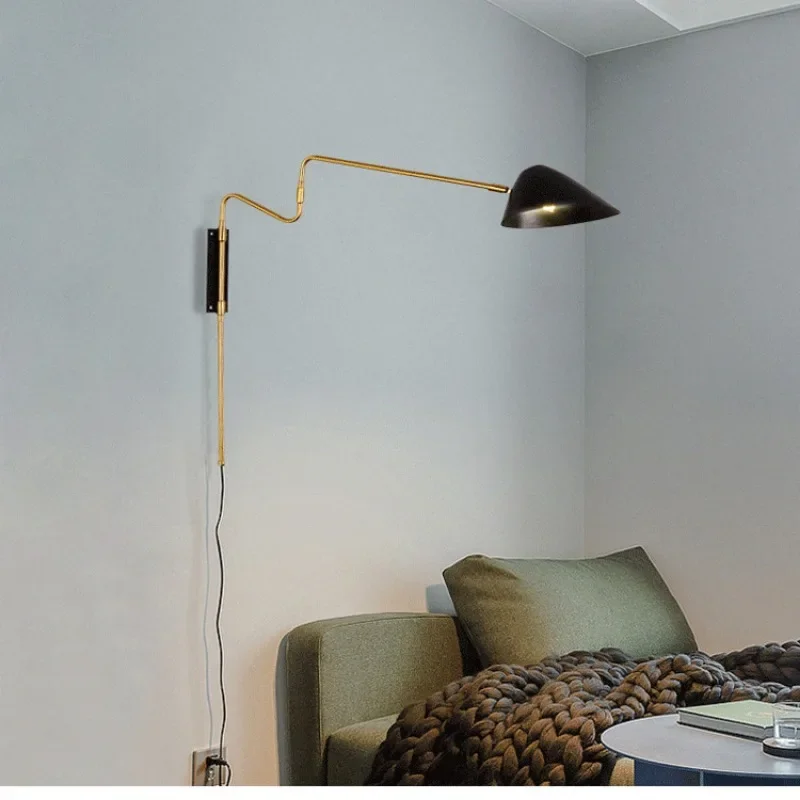 Nordic Luxury Creative Modern Simple Bedside Study Rotatable Wall Lamp Bedroom Rocker Lamp