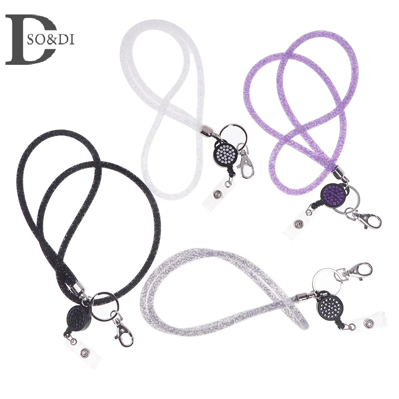 Portable Women Multi Color Cellphone Necklace For Keys ID Card Retractable Lanyard Keyring Phone Strap Keys Holder