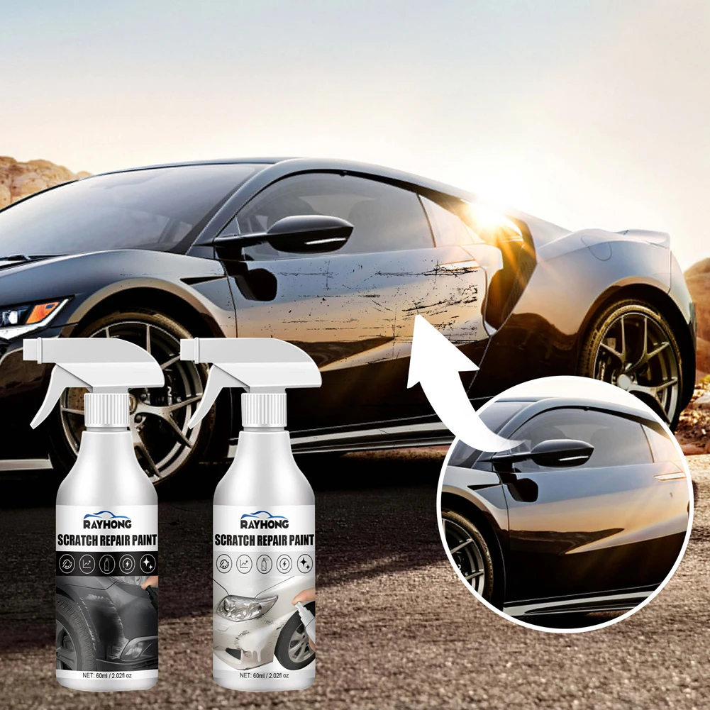 Car Self-spraying Paint Multipurpose Car Scratch Repair Spray 60ml Black & White Portable Car Scratch Remover Polishing Paint