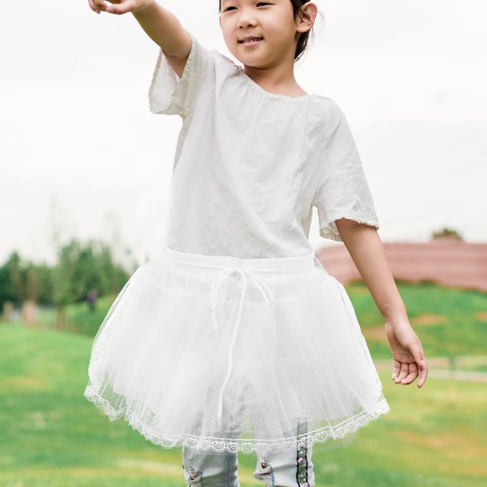 

Lace Skirt Petticoat Girls Underskirt Hoopless for Tulle Fabric Child Kids Petticoats