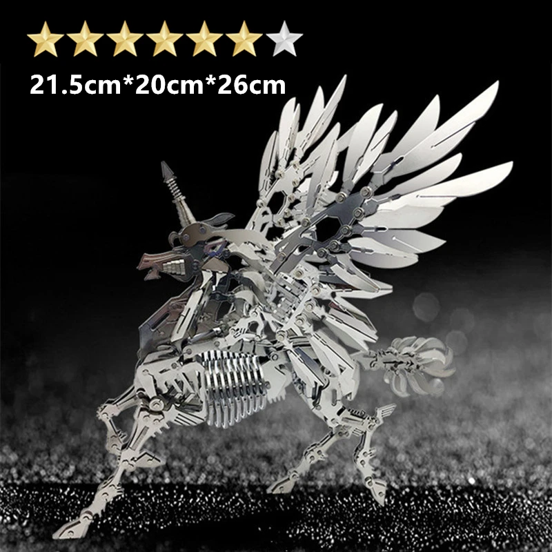 

3D metal puzzle children adult DIY assembly machinery Big unicorn animal model stainless steel building kit educational toy