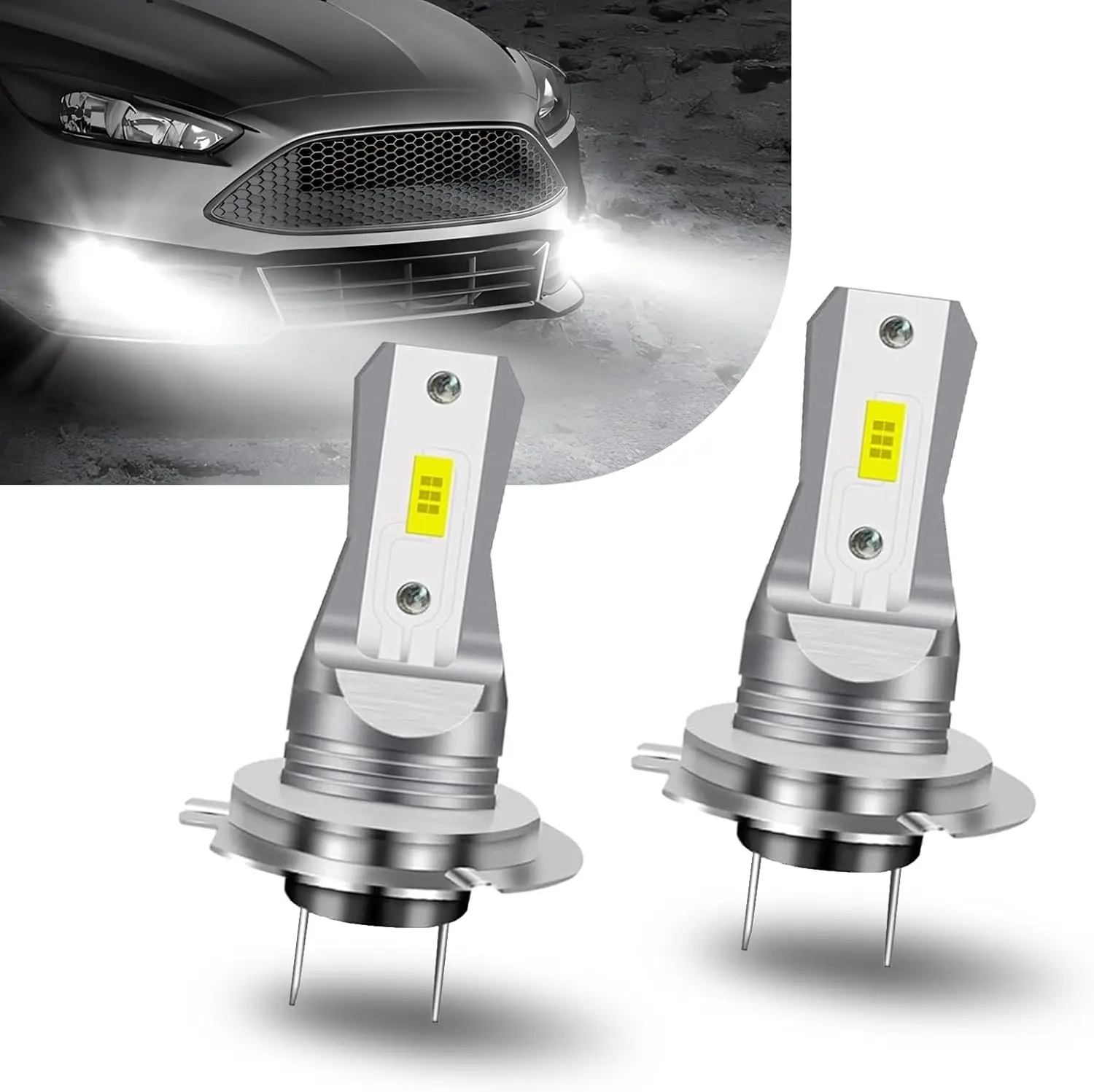 

2 шт. H7 светодиодная лампа 6000K белая супер яркая, двухконтактная и 360-градусная противотуманная фара, адаптер не требуется лампа для передней панели, Un