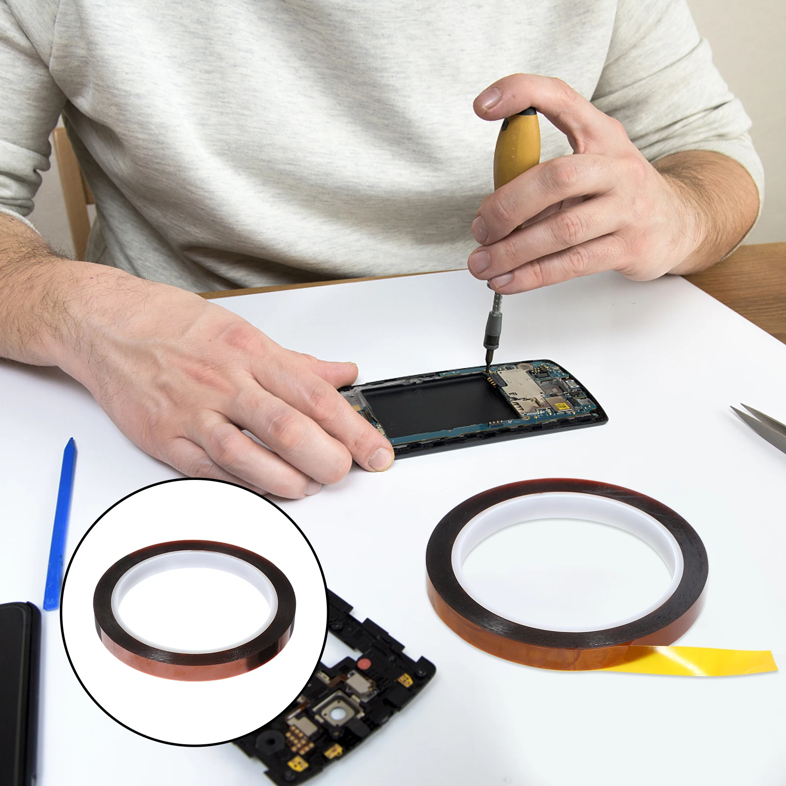 

10mm Insulation Electronics Printing Heat Resistant Non Residue PI Transfer Repair Tape Tape For Electronics Repair