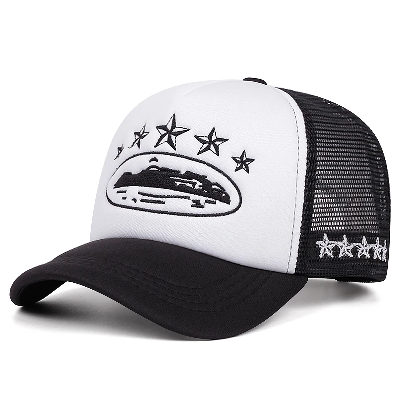 Новая сетчатая шляпа с пятью звездами, мужская уличная шляпа в стиле хип-хоп, женская уличная солнцезащитная шляпа, велосипедная шляпа для скейтборда, повседневная бейсбольная кепка
