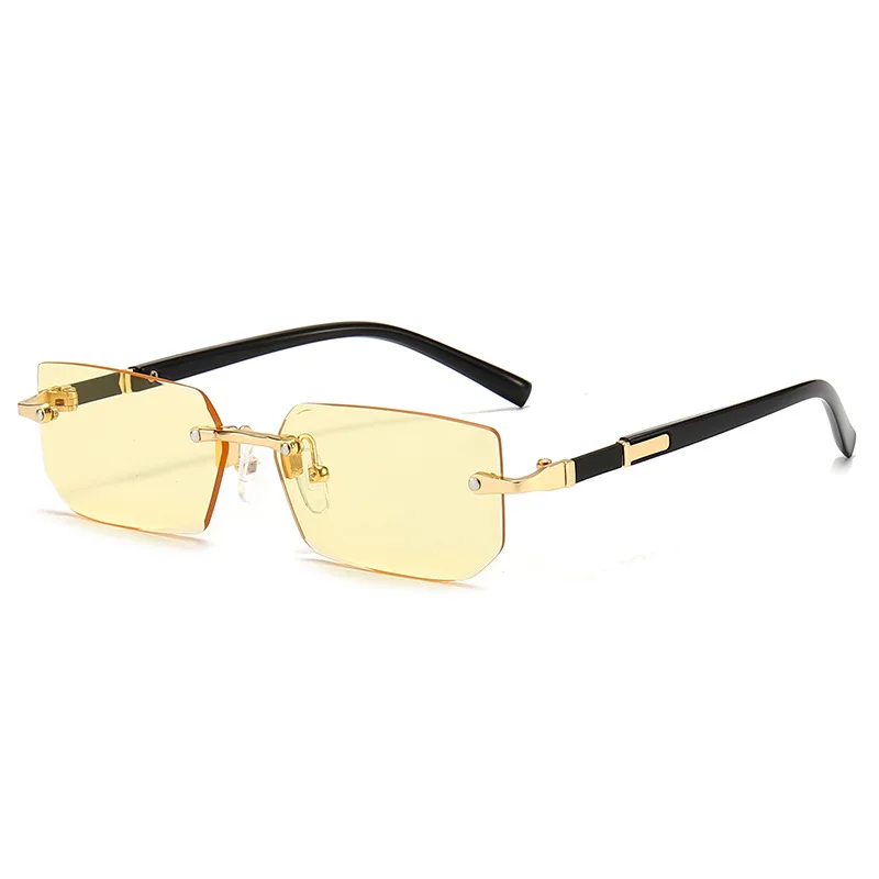 Rimless Sunglasses Rectangle Fashion Popular Women Men Shades Small Square Sun Glasses For Female Male Summer Traveling Oculos image 3