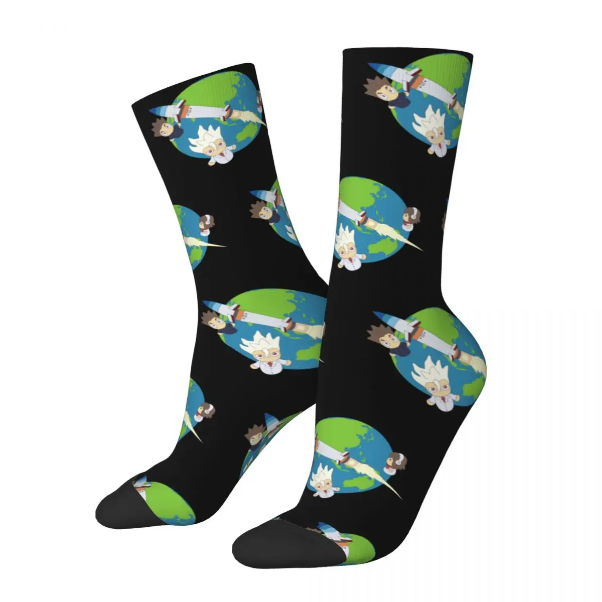 Senku Rocket Theme Socks Merch for Unisex Flexible Dress Socks