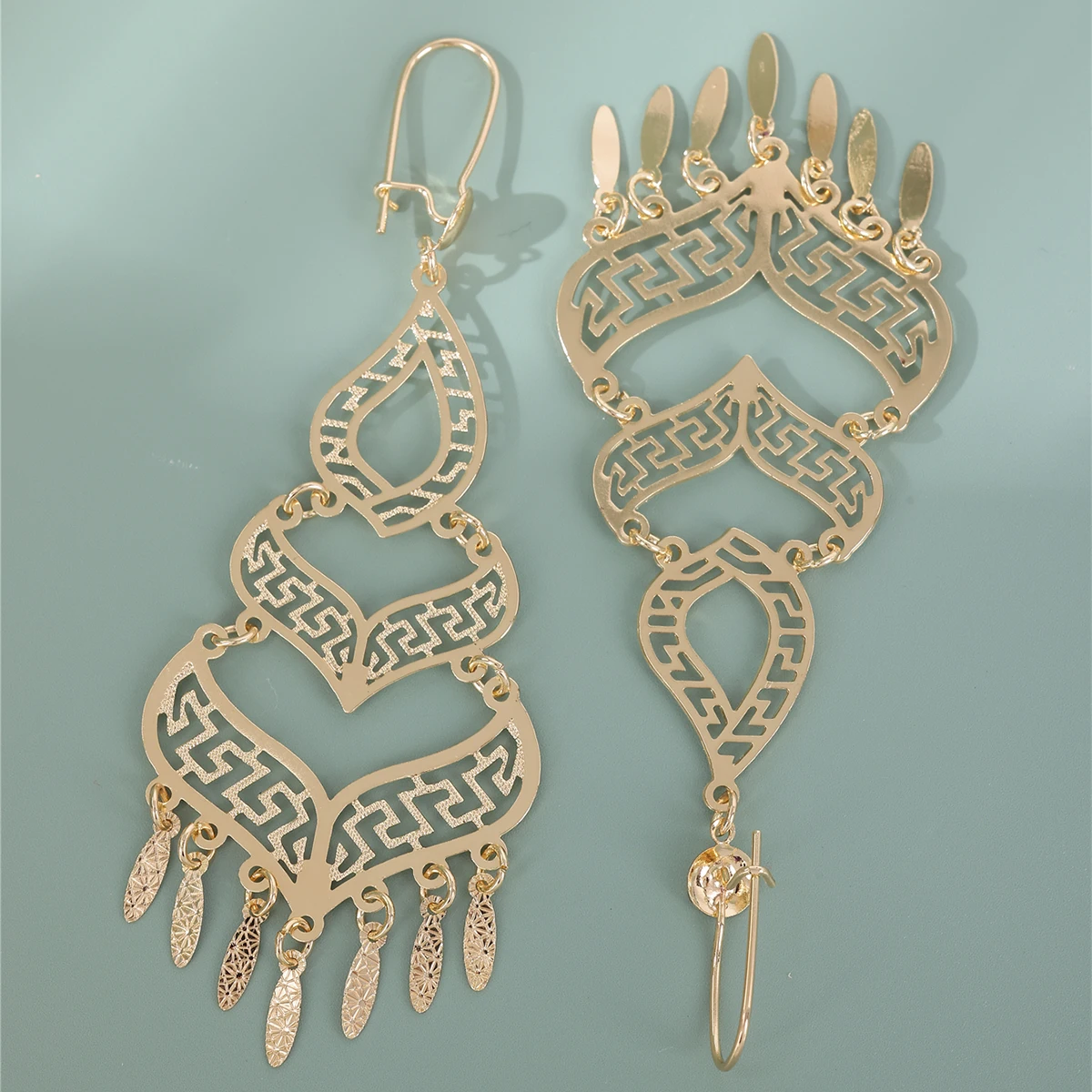 Arab Dangle Earrings with Hollow Tassels Algerian Wedding Jewelry Women Earring