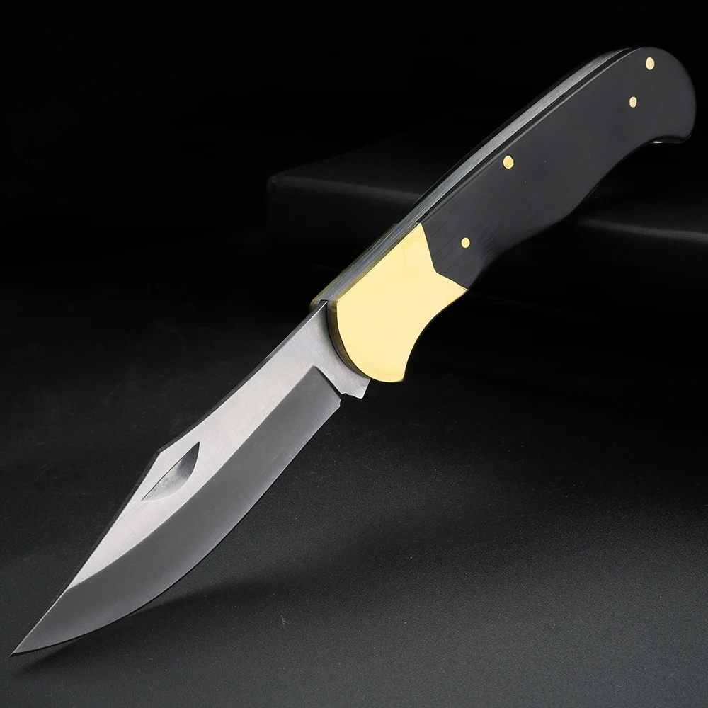 

Brass ebony fruit knife 7cr13 steel pocket knife camping multifunctional pocket folding knife