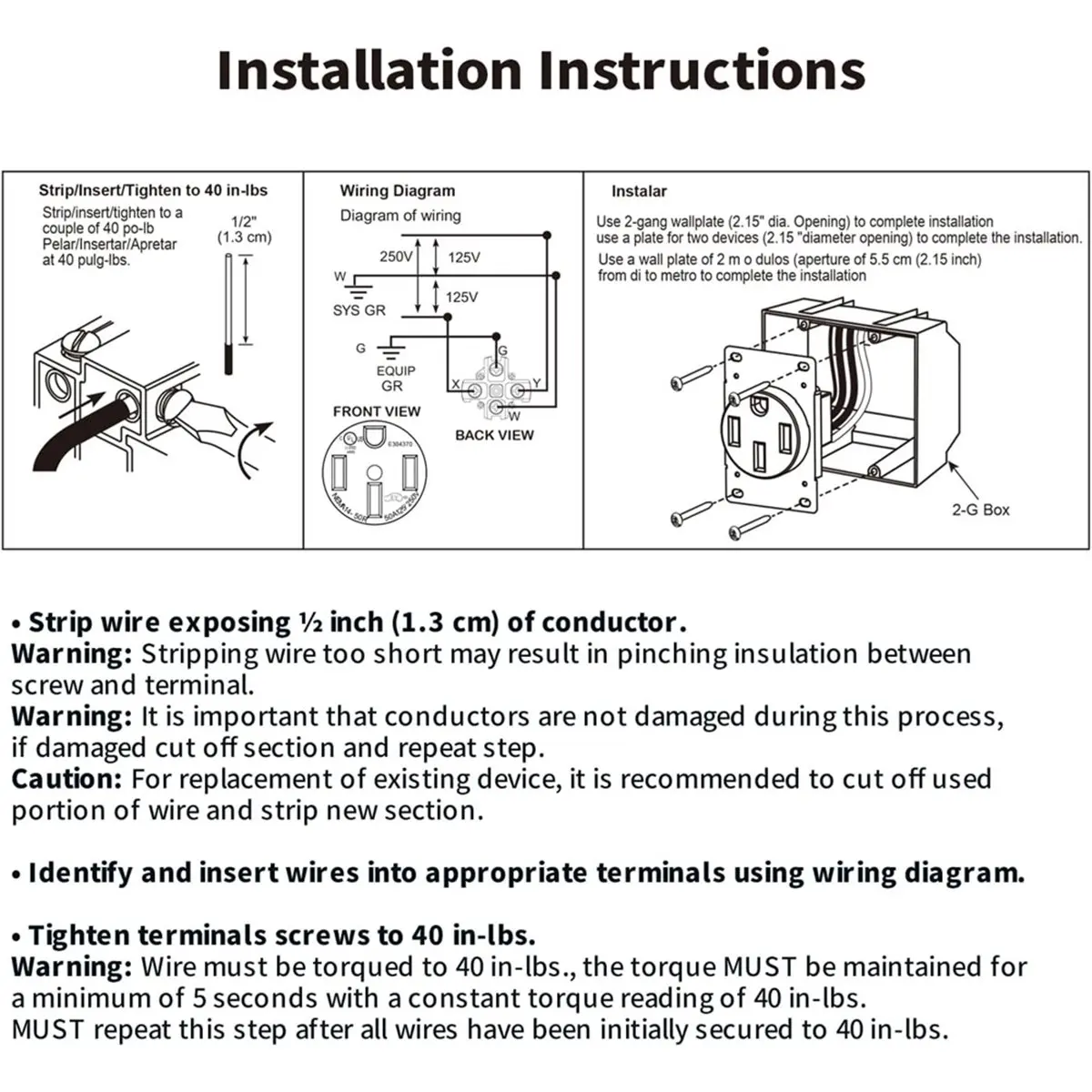 

Розетка для зарядки электромобилей NEMA 14-50R на 50 А с настенной панелью из нержавеющей стали, 125/250 В, 3-полюсная, 4-проводная, с заземлением, для электромобилей и фургонов