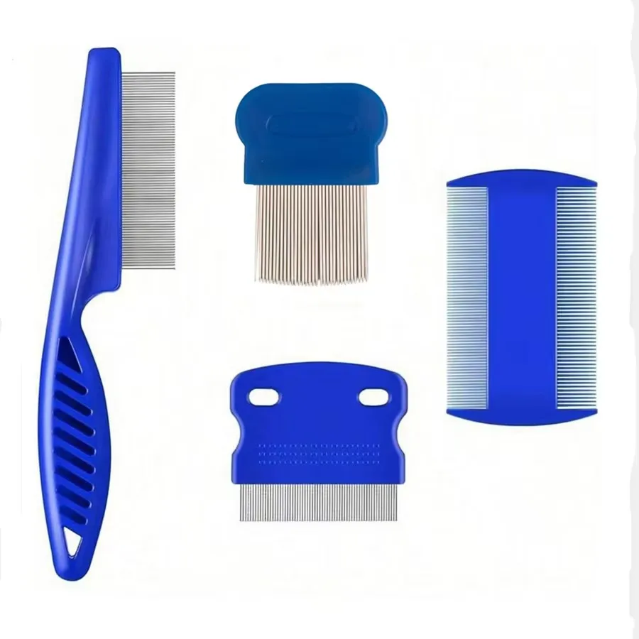 Peigne anti-puces et poux, en acier inoxydable, pour chiens et chats, à dents arrondies, double face, professionnel, pour éliminer les taches de larmes chez les animaux de compagnie