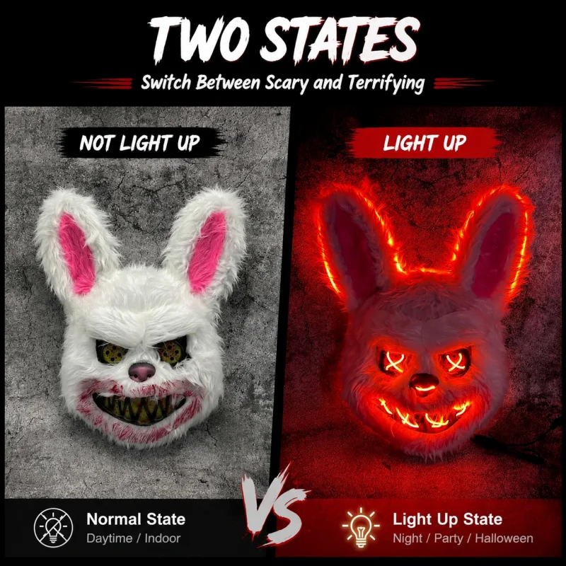 Halloween Leuchtende Maske Kaninchen Ro Bär Cosplay Requisiten LED Tanzparty Gruselmaske Halloween Kreative Cartoon-Tiermaske – Detail 7