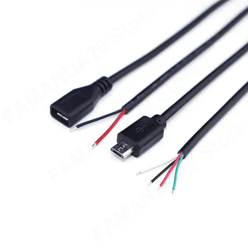 1/5pcs Micro USB 2.0 A Female male Jack charging Connector cable 4 Pin 2 Pin 4 Wires Data Charge Cord DIY interface m20