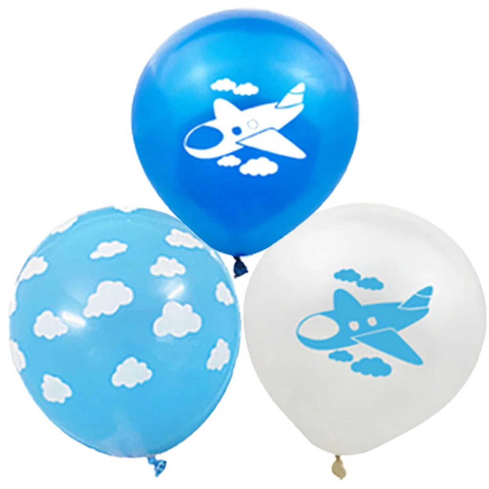 

30 pcs Airplane Birthday Party Supplies Travel Themed Party Decoration with Inflatable Balloons Thick Latex Kid Cloud Decor